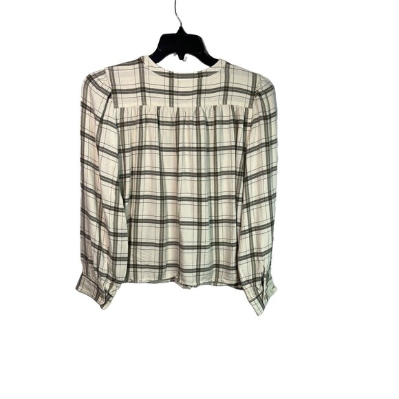 Wilfred Free Puff Sleeve Button front plaid Top - Picture 3 of 11